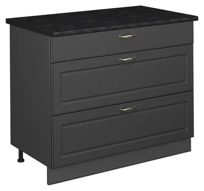 Produktbild von Küchenunterschrank Vicco Fame-Line Anthrazit-Gold Landhaus/Anthrazit 100 cm, AP Anthrazit, Model 62006