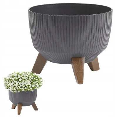 Obrázek produktu pro Květináč na nožičkách 28 cm H22 grafitový plastový