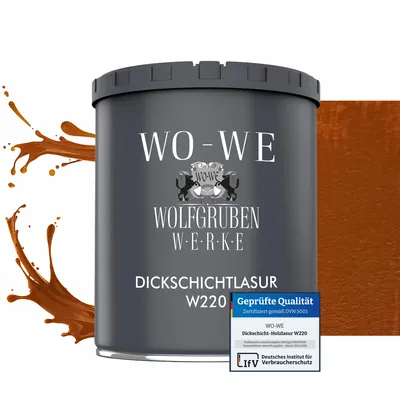 Produktbild von Dickschichtlasur 2in1 Holzlasur Holzschutzlasur außen und innen W220 Teak - 750ml