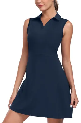 Produktbild von Sportkleid Faltenfrei - Ärmellos - Sommerkleid - Baumwolle - Polokleid mit Reißverschluss - Atmungsaktiv und Bequem - Sportkleid