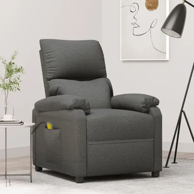 Image de vidaXL Fauteuil de massage gris foncé Tissu