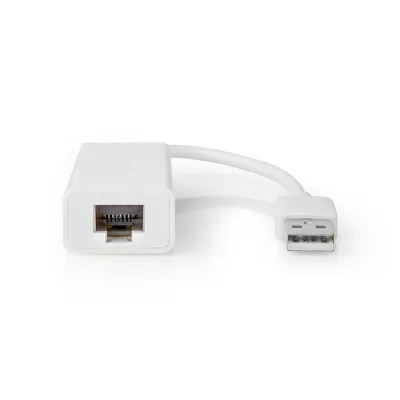 Image de Nedis Adaptateur réseau USB - USB 2.0 - 100 Mbps - USB-A mâle - RJ45 femelle - 0.20 m - Rond - Plaqué or / Plaqué nickel - Cuivre pur - Blanc - boîte