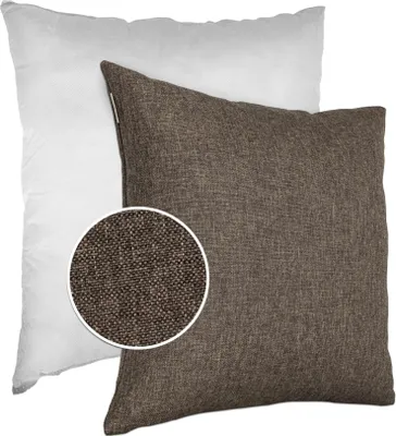 Produktbild von Dekokissen 50x50cm Kissenhülle mit Füllung Kissenbezug mit Reißverschluss Tizi Leinen-Optik Uni Hellbraun