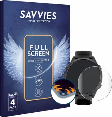 Produktbild von 4x Savvies Fullscreen Schutzfolie für Garmin Forerunner 570 (47 mm) Displayschutz Folie Fullcover Klar Transparent