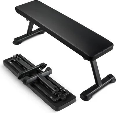 Immagine prodotto di Panca pesi piatta pieghevole per palestra domestica - panca per allenamento della forza con capacità di carico di 454 kg - allenamento in casa