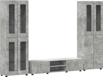 Produktbild von TV-Schrankset mit Regal FLORIN 3 pcs Beton Grau Holzwerkstoff