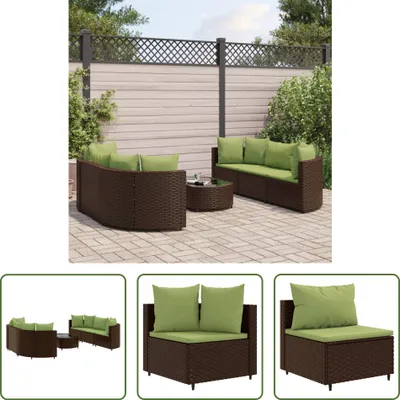 Produktbild von The Living Store 7-tlg. Garten-Sofagarnitur mit Kissen Braun Poly Rattan