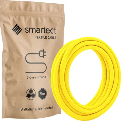 Produktbild von Textilkabel 5 m Gelb 3 adrig rund Lampenkabel Stoffkabel Stromkabel Elektrokabel