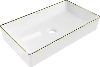 Produktbild von Mexen Nadia Aufsatzwaschbecken 60 x 35 cm, Weiß/Goldrand - 21616005