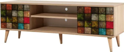 Image de Enrica - Meuble TV, 140x40x50h cm Chêne Brun, une Étagère