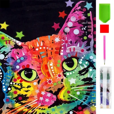 Produktbild von Malen nach Zahlen 5d Diamond Painting Bunte Katze Malen nach Zahlen 30x40cm