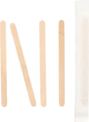 Produktbild von PAPSTAR Rührstäbchen Holz "pure" 9 cm, einzeln verpackt | Spenderkarton (1000 Stück)