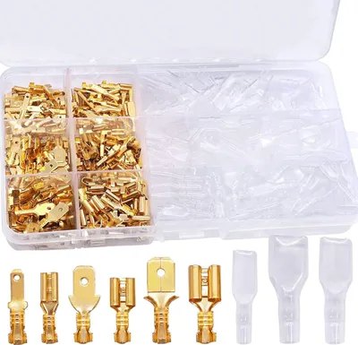 Produktbild von Flachsteckhülsen Set, 315 Stück 2,8 mm 4,8 mm 6,3 mm Kabelschuhe Flachstecker Flachsteckhülsen Flachstecker Quetschverbinder Anschlussklemmen Kits, Kabelverbinder Kabelsteckschuhe
