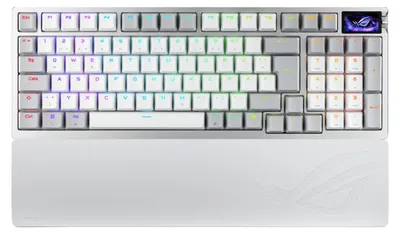 Obrázok produktu pre ASUS ROG Azoth 96 HE, Káblový a bezdrôtový, USB + RF Wireless + Bluetooth, Magnetic-mechanical key switch, QWERTZ, RGB LED, Biela