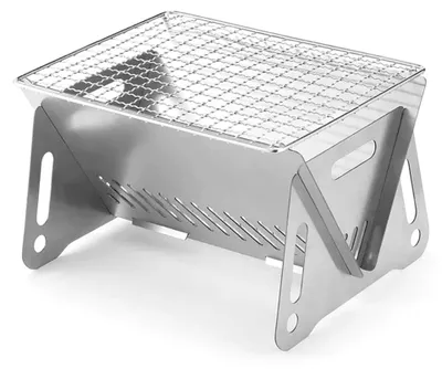 Produktbild von Mini Grill, Camping Grill Klappgrill, Holzkohlegrill Edelstahl Tragbarer Campinggrill für Outdoor Garten Party Picknick für 1-2 Personen (28 x 18 x 13 cm)