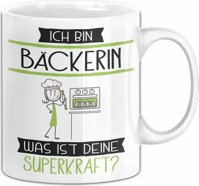 Produktbild von Bäckerin Geschenk Tasse Ich Bin Bäckerin Was Ist Deine Superkraft Geschenkidee Lustig Geburtstag Weihnachten (Weiß)
