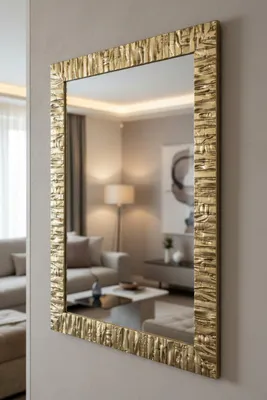 Image de MO.WA Miroir Miroir mural rectangulaire cm. 50x70 Moderne Cadre en bois vertical et transversal, Finition Argent Champagne. Miroir d'entrée Miroir de vestiaire
