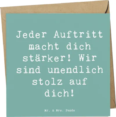 Produktbild von Mr. & Mrs. Panda Grußkarte Spruch Vokale musikalische Auftritte meistern - Meeresbrise - Geschenk, doppelkarte, Klappkarte, Motivation, Glückwunschkarte, Trost, Musik