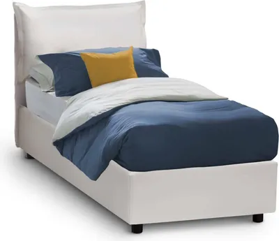 Produktbild von Einzelbett Carmen, Containerbett mit Kunstlederbezug, 100%  Italy, Frontöffnung, mit Matratze Cm 90x190 enthalten, Weiß