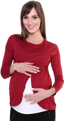 Produktbild von Damen MAMA Umstandshirt Langarm; Bordo XS/S 34/36