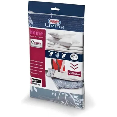 Product packaging for a vacuum storage bag.