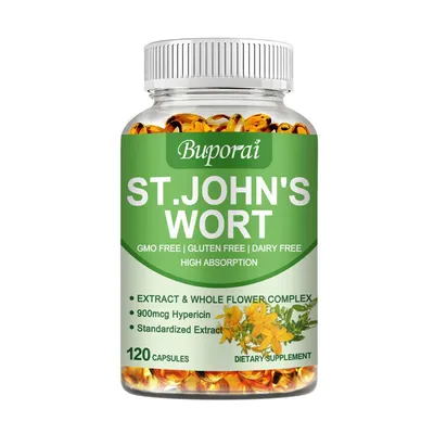 Produktbild von St. John's Wort (120 Kapseln) Nahrungsergänzungsmittel, Stimmung, Stress, Schlaf, Entspannung