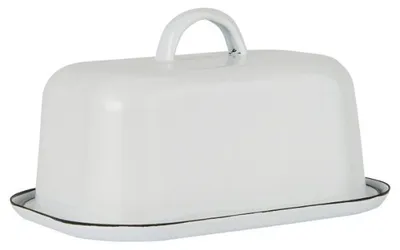 Productafbeelding van Boterdoos van Emaille - Wit - 19 x 13 x 10 cm