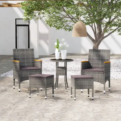 Immagine prodotto di Maison Exclusive - Set da giardino da 5 pezzi in polyrattan grigio