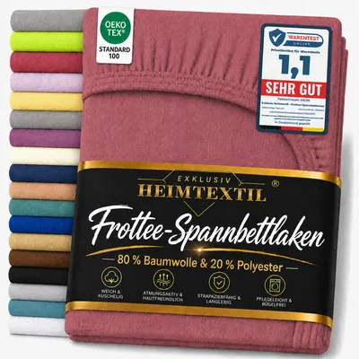 Produktbild von EXKLUSIV HEIMTEXTIL Frottee Spannbettlaken 90 - 100 x 200 cm Bordeaux 80% Baumwolle 20% Polyester Bed-Sheet Bettlaken Spannbetttuch Topper Leinentuch