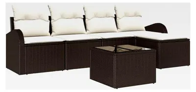 Produktbild von 5-teiliges Garten-Sofaset mit Kissen Grau Poly-Rattan Lounge Sofa Outdoor