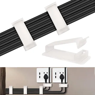 Productafbeelding van Sterke Zelfklevende Kabelbeheer Clips - 50 Stuks, Wit