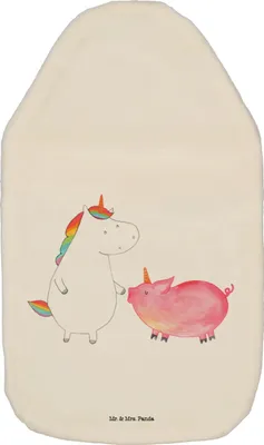 Produktbild von Mr. & Mrs. Panda Wärmekissen Einhorn Schwein - Weiß - Geschenk, Schweinchen, Unicorn, Bettflasche, Freundin, Wärmflasche mit Bezug, Einhörner, gummi, Flauschige
