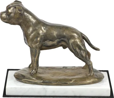 Immagine prodotto di Staffordshire Bull Terrier, Staffordshire Bull Terrier III - Statua di cane, figura su marmo bianco, trofeo per l'esposizione canina Art Dog
