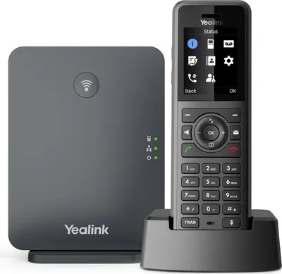 Produktbild von Yealink W77P, IP-Telefon, Schwarz, Kabelloses Mobilteil, Tisch/Wand, Staubresistent, Kratzresistent, Schockresistent, Spritzwassergeschützt, 50 m