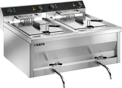 Produktbild von Saro GASTROLINE 9+9V, Fritteuse, 18 l, 180 °C, Doppel, Edelstahl, Drehregler