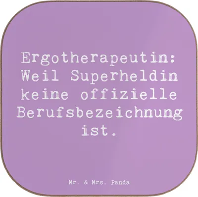 Produktbild von Mr. & Mrs. Panda Tassenuntersetzer Spruch Ergotherapeutin Superheldin - Lavendeltraum - Geschenk, Untersetzer Gläser, Tischuntersetzer, Berufe, Dankbarkeit, Tasse, für