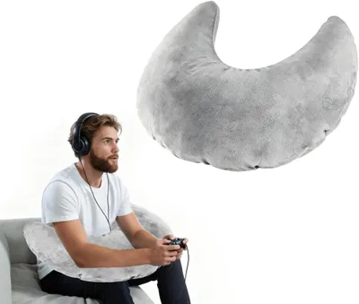 Imagen del producto de Almohada ergonómica para leer, con reposabrazos inflables, de color gris, ideal para videojuegos y lectura