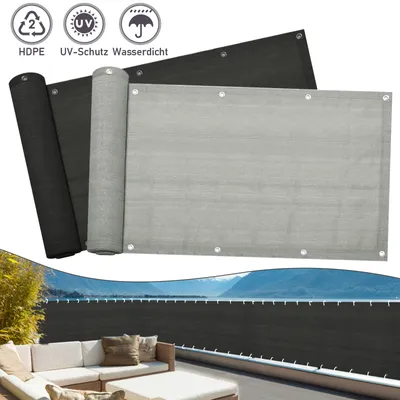 Produktbild von Jopassy Balkonsichtschutz 600 x 75cm HDPE Sichtschutz Balkon Balkonbespannung Windschutz Seitenmarkise Grau
