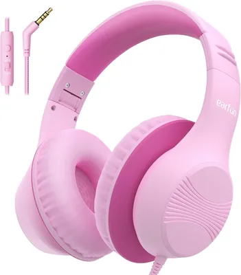 Produktbild von Kinder Over-Ear Kopfhörer mit Kabel, 85/94 dB Lautstärkebegrenzung, Hi-Fi Klang, HD-Mikrofon, faltbar & verstellbar, extra große Ohrpolster