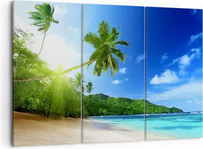 Produktbild von Bild auf Leinwand - Leinwandbild - Baum Dschungel Welle Landschaft - 105x70cm - Wand Bild - Wanddeko - Leinwanddruck - Bilder - Kunstdruck - Leinwand bilder - Wandkunst - CE105x70-3169