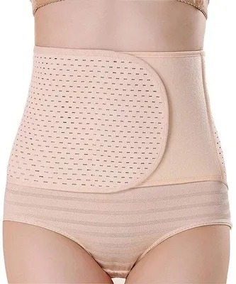 Immagine prodotto di Fascia addominale post-parto - Sostegno dopo il parto - Tessuto elastico traspirante - Regolabile (L-Beige)