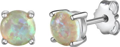 Produktbild von V Ohrstecker 925/- Sterling Silber rhodiniert Opal weiß