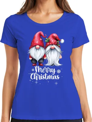 Produktbild von Merry Christmas Gnome Elfen Wichtel Pärchen - Weihnachten Weihnachtsgeschenk Christmas Damen T-Shirt, Blau, XXL