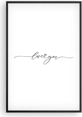 Produktbild von Gerahmtes Poster - Schwarzer Rahmen - Ich liebe dich handschriftlich - 61x91,5 cm - Wand Bild - Wanddeko - Wandbilder - Kunstposter - Wandposter - Bilderrahmen - Bilder - Kunstdruck - P2BPA61x91-4644