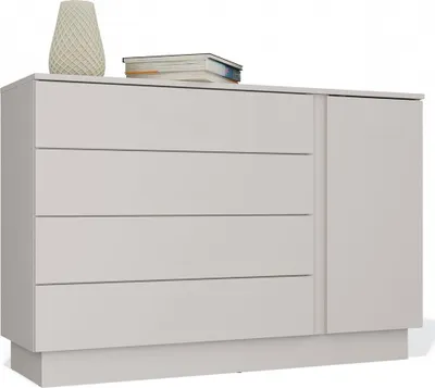 Immagine prodotto di Comò moderno AMBER 1D4S – 1 anta e 4 cassetti | Colore: cashmere | Dimensioni: 125x84x40 cm