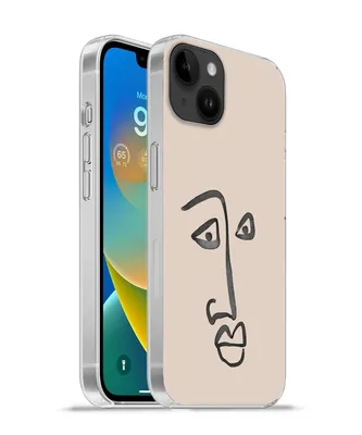 Produktbild von MuchoWow® Handyhülle Schutzhülle Hülle für Apple iPhone 14 Plus - Soft case Gesicht - Rosa - Strichzeichnung Silikon Softcase Handy Hülle - Abbildung