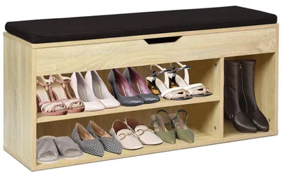 Produktbild von Schuhbank mit Sitzfläche und Stauraum, 104 x 30 x 48 cm, Natur