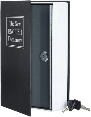 Image de Coffre-fort pour livres Amazon Basics, avec serrure à clé - 5,6 x 15,5 x 23,9 cm, noir