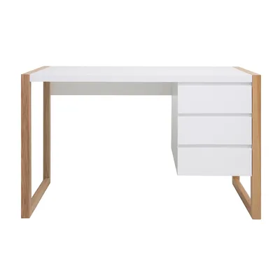 Produktbild von Miliboo - Design-Schreibtisch 3 Schubladen weiß matt ARMEL