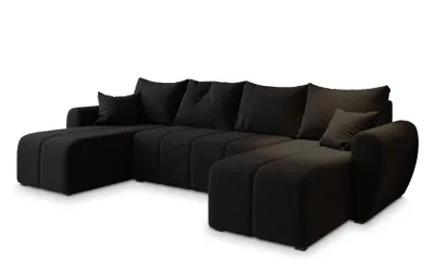 Produktbild von Masseno Ecksofa MADISON U mit Schlaffunktion U-Form, Sofa mit Bettkasten, Wohnzimmersofa, Couch, Soffa, Bettsofa, Couchgarnitur- Schwarz, SAWANA 14